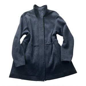 Lands' End Sweater Fleece Coat Jacket Funnel Neck Grey XL 18